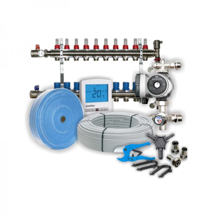 Kit complet incalzire prin pardoseala cu apa INTACT HEATING pentru 120 m.p. + termostat WIFI