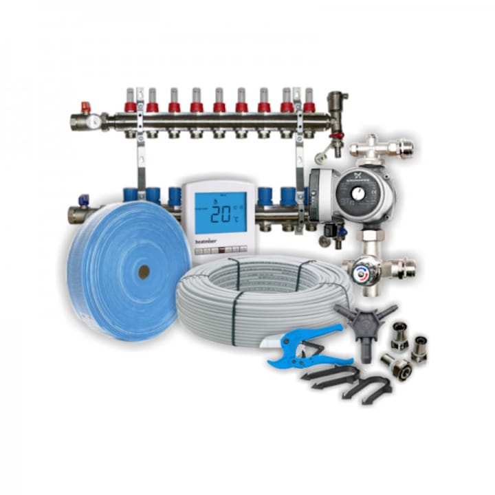 Kit complet incalzire prin pardoseala cu apa INTACT HEATING pentru 100 m.p. + termostat WIFI