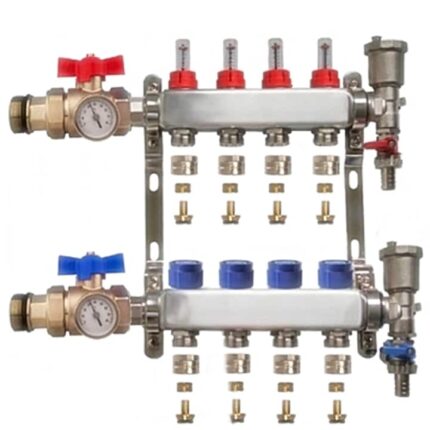 Distribuitor complet 1" / 4 circuite cu conectori EK x 17 mm, Daver