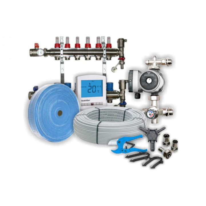 Kit complet incalzire prin pardoseala cu apa INTACT HEATING pentru 75 m.p. + termostat WIFI