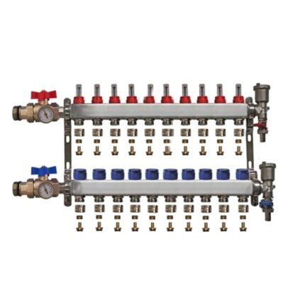 Distribuitor complet 1" / 10 circuite cu conectori EK x 16 mm, Daver