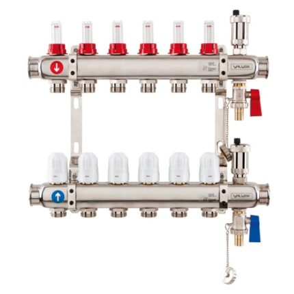 Distribuitor incalzire pardoseala Valvex K50, inox, filet interior, 6 cai, 1" - 3/4"