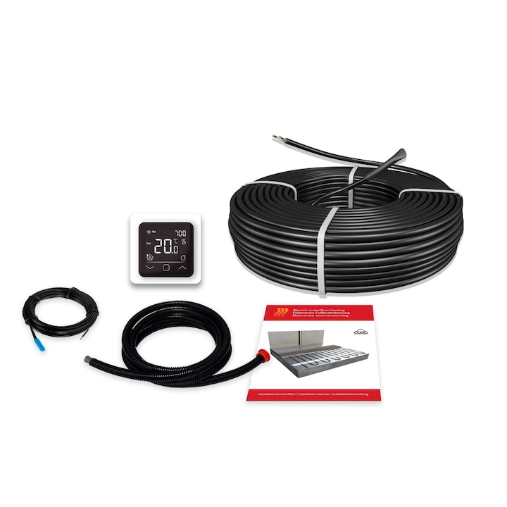 Kit cablu incalzire in pardoseala 2 mp 300 W - 17,6 m cu termostat digital WIFI control C 16