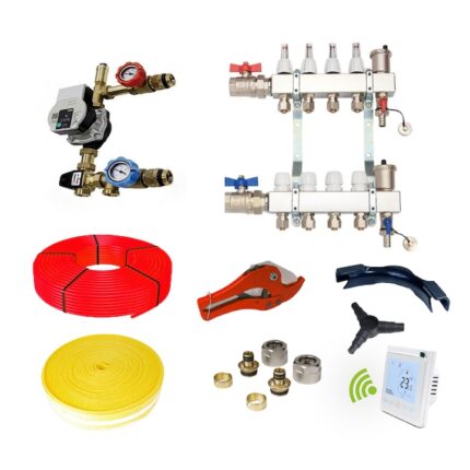 Kit incalzire prin pardoseala cu agent termic pentru 60 mp cu grup de mixare si termostat WIFI cu senzor de pardoseala