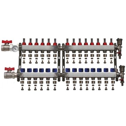 Distribuitor set complet 1" / 14 circuite cu conectori EK x 17 mm, Daver