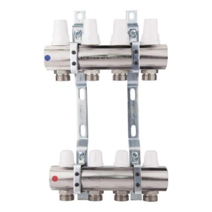 Kit distribuitor calorifere ICMA echipate cu robinet termostatic si robinet micrometric, 4 cai, 1 - 3/4