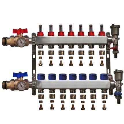 Distribuitor complet 1" / 7 circuite cu conectori EK x 17 mm, Daver