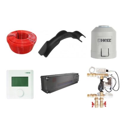 Set incalzire prin pardoseala cu apa Herz cu teava de diametru 16x2 mm si grup reglare temperatura pentru 150 mp