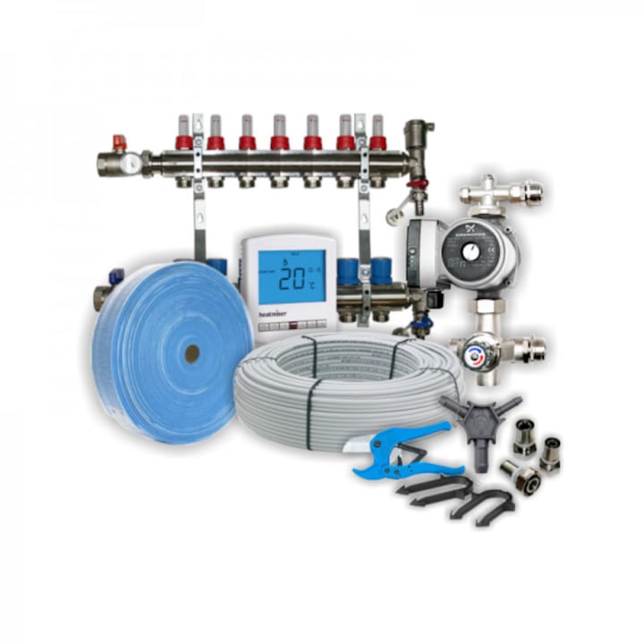Kit complet incalzire prin pardoseala cu apa INTACT HEATING pentru 80 m.p. + termostat WIFI