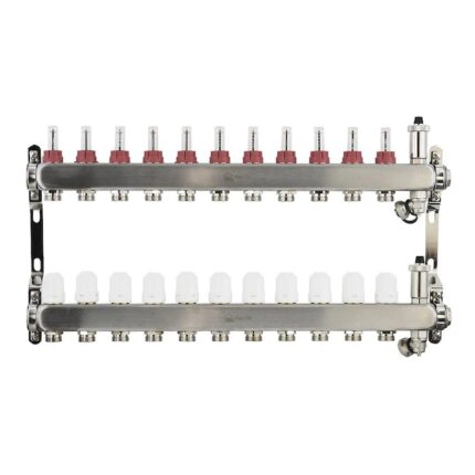 Kit distribuitor incalzire in pardoseala, Neoter, 11 cai, Inox, debitmetre, robinet termostatici, 1 tol x 3/4 toli