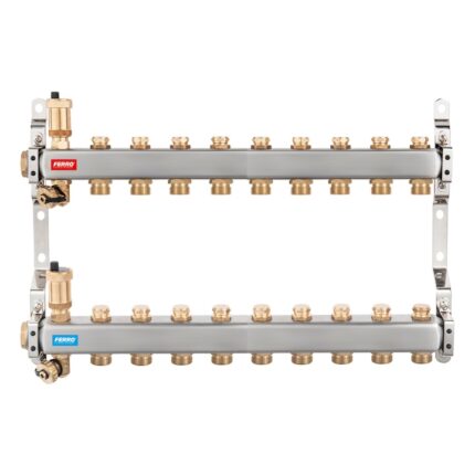 Pachet Distribuitor/Colector 1``- 9 Cai FERRO din Otel Inoxidabil pentru incalzire radiatoare