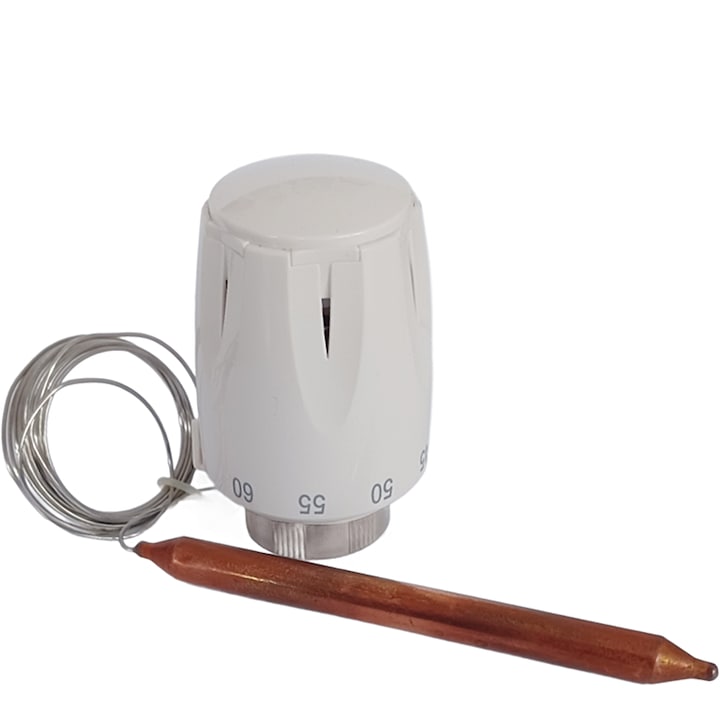 Cap termostatic cu capilar, Daver, M30x1,5, alb