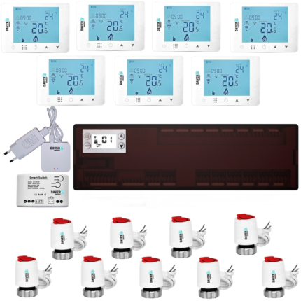 Pachet automatizare Premium ZigBee Wireless Tuya pentru incalzire din distribuitor cu 7 zone, Daver