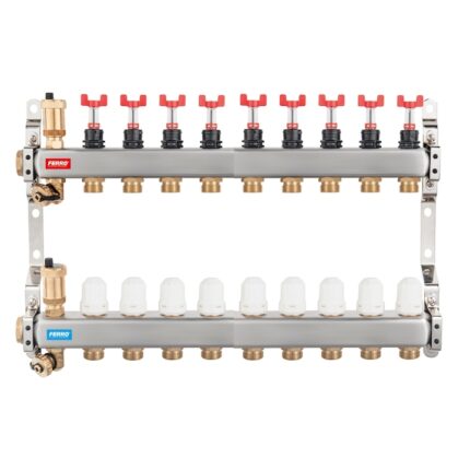 Pachet Distribuitor/Colector 1``- 9 Cai FERRO din Otel Inoxidabil pentru incalzire in pardoseala