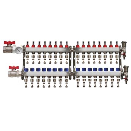 Distribuitor set complet 1" / 16 circuite cu conectori EK x 16 mm, Daver