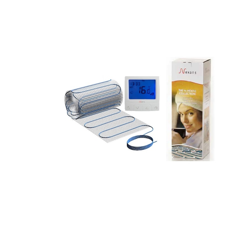 Kit covoras incalzire in pardoseala Nexans cu termostat digital programabil inclus 10 mp 1500 W