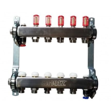 Ansamblu distribuitor cu debitmetru inox 5 cai, 1" cu iesire G3/4, Herz