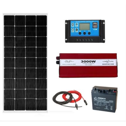 Kit solar fotovoltaic off grid invertor 3000W 12V, panou solar 70W, regulator/ controller 30A, baterie solara 20Ah AGM si 20 m cablu solar cabana, rulota, casa, autorulota, container, iluminat, Solid Volt