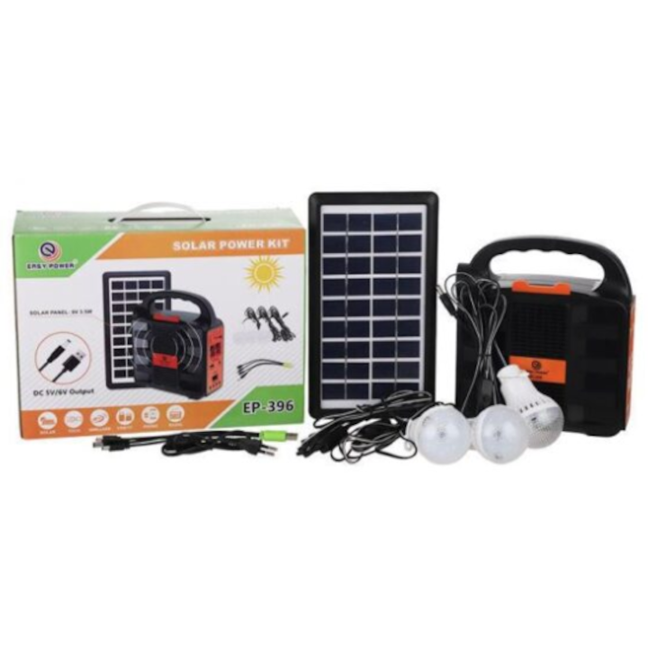 Kit cu panou solar EP-396 cu difuzor, 3 becuri,9V - 3.5W