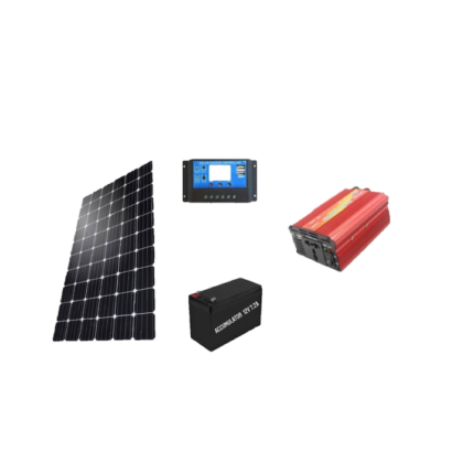 Kit solar cu panou fotovoltaic 100W Invertor 220V Controller 30A, Acumulator 12v-7Ah