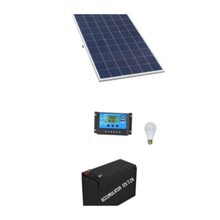 Kit solar cu panou fotovoltaic 30W controller 30A bec 12V si acumulator 12V 7.2A, Vendite 0950