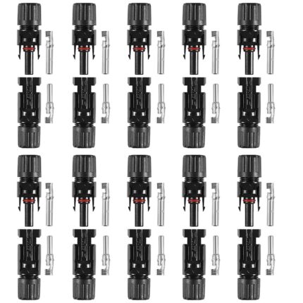 Set 10 conectori panou solar, Kimystam, Mama/tata, conector MC4, IP67, Negru