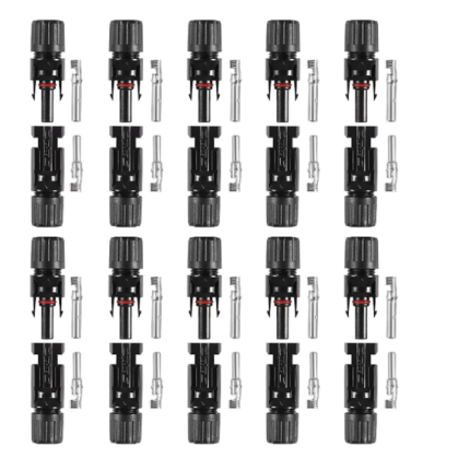 Set 10 conectori panou solar, JRH, Mama/tata, conector MC4, Negru