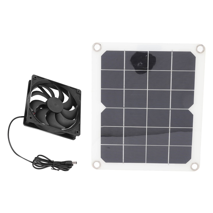 Kit Panou Solar 10W cu Ventilator pentru Sera, Portabil, 22x19cm, 6V