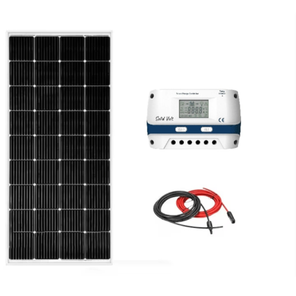Kit solar fotovoltaic off grid panou solar 200W si regulator/controller 30A si 20 m cablu solar cabana, rulota, casa, autorulota, container, iluminat, Solid Volt