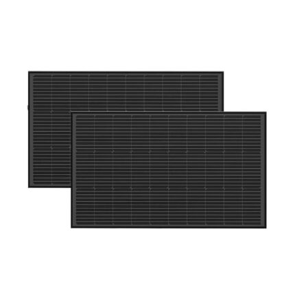 Set 2 panouri fotovoltaice, EcoFlow, Aluminiu/Sticla, 100W, 98x58.6x3 cm, Negru