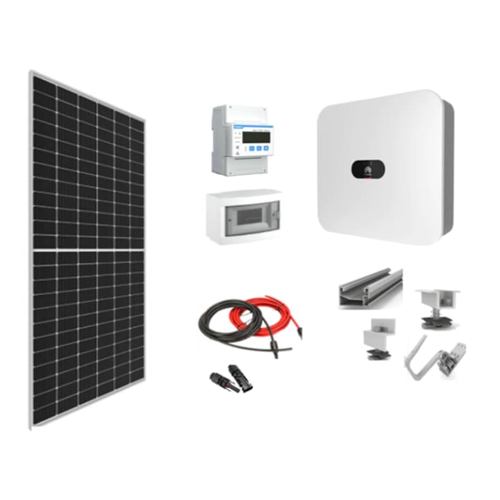 Kit Fotovoltaic 6.16 kW, Panouri N-Type Jinko Solar, Invertor Monofazat Huawei, Sistem de Fixare Tigla Metalica, Smart Meter