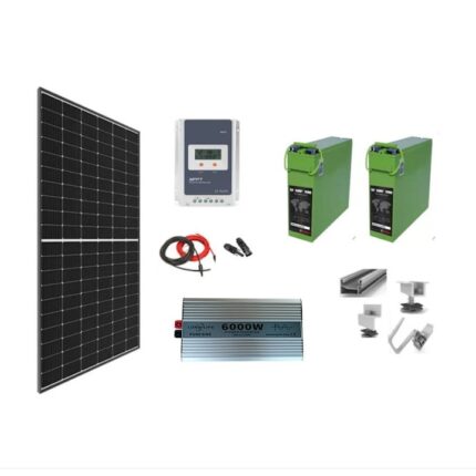 Sistem solar off grid complet 810W pe 24V cu 2 panouri fotovoltaice mono 405W, baterii solare 190Ah si invertor SINUS PUR 6000W 24V, panou solar, casa, cabana, containere, Solid Volt