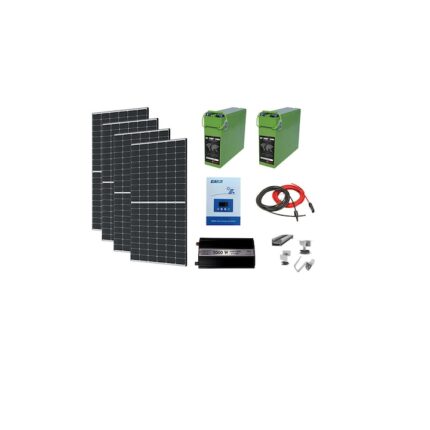 Kit fotovoltaic solar off-grid 1.6 KW, 4 panouri 405W, invertor sinus pur 2000W, controller MMPT 100A, baterii solare AGM 190 Ah, cabana, rulota, locuri izolate, container, Solid Volt