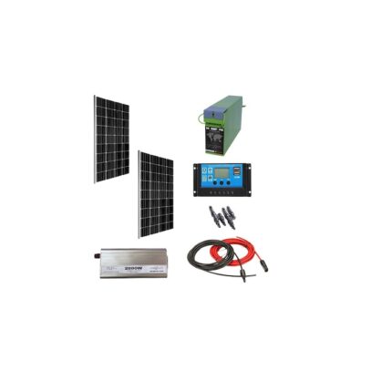 Kit solar fotovoltaic off grid Solid Volt, invertor 2000W 12V, 2 panouri solare 70W, regulator/ controller 30A, baterie solara 70Ah AGM si 20 m cablu solar cabana, rulota, casa, autorulota, container, iluminat