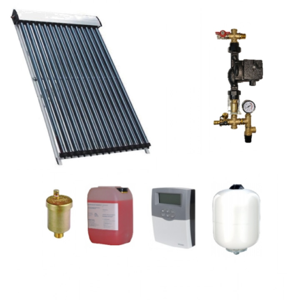 Sistem solar apa calda colector 15 tuburi, grup pompare panou solar