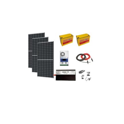 Kit fotovoltaic solar off-grid 1.2KW cu 3 panouri 405W, invertor sinus pur 3000W, controller MMPT 60A, baterii solare AGM 105 Ah, cabana, rulota, locuri izolate, container, Solid Volt