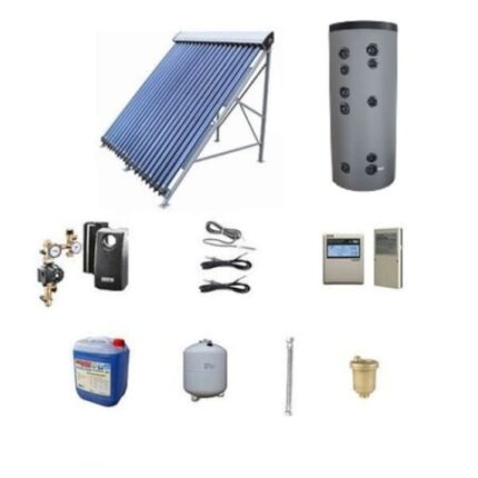Sistem solar complet format din panou solar Sunsystem VTC 20 tuburi vidate si boiler Sunsystem Son 200 cu doua serpentine 200 litri, grup de pompare, controller, vas de expansiune