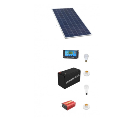 Kit solar cu Panou fotovoltaic 80W, Controller 20A, si Acumulator Vendite 12V-7, 2A Bec si Dulie12V plus Invertor 1000W 12V to 220v plus bec si Dulie220V