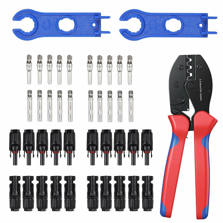 Kit cleste sertizare si 10 conectori MC4 pentru panouri solare Chigoods, PP, Multicolor