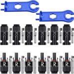 Set 6 conectori panou solar, Mama/tata, cu 2 cheia, IP67, conector MC4, Negru, Cafuneplus®