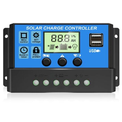 Controler de incarcare solar 30A 3in1, JENUOS®, Regulator inteligent cu port USB dublu, 12V/24V, Parametrul automat PWM, Ecran LCD reglabil