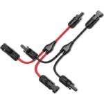Kit conector splitter pentru cabluri solare, Darklove, Conector MC4, Tip Y, In pereche MMF+FFM pentru conectare solara fotovoltaica, IP67, PPO, Negru/Rosu
