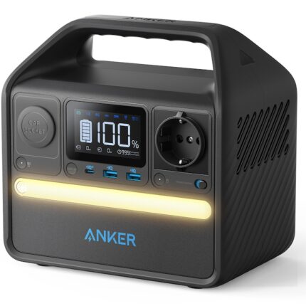 Statie de incarcare portabila Anker Portable Power Station, PowerHouse 521, 256Wh, 200W, 220V, 2x AC, 60W, 2 UBS, USB-C Power Delivery, lumina LED, 6 porturi, afisaj