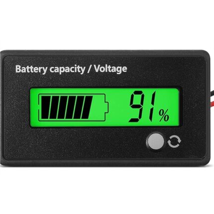 Indicator de baterie, JENUOS, ecran digital, protectie polaritate, 12-72V, ABS, negru