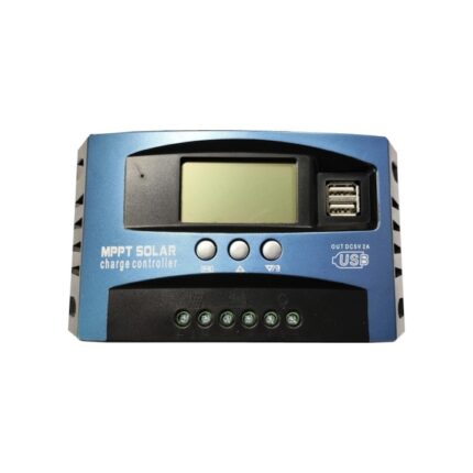 Controler pentru panou solar MPPT, JENUOS庐, Ecran LCD reglabil, avand 2 USB si ecran LCD, 12V/24V, Albastru