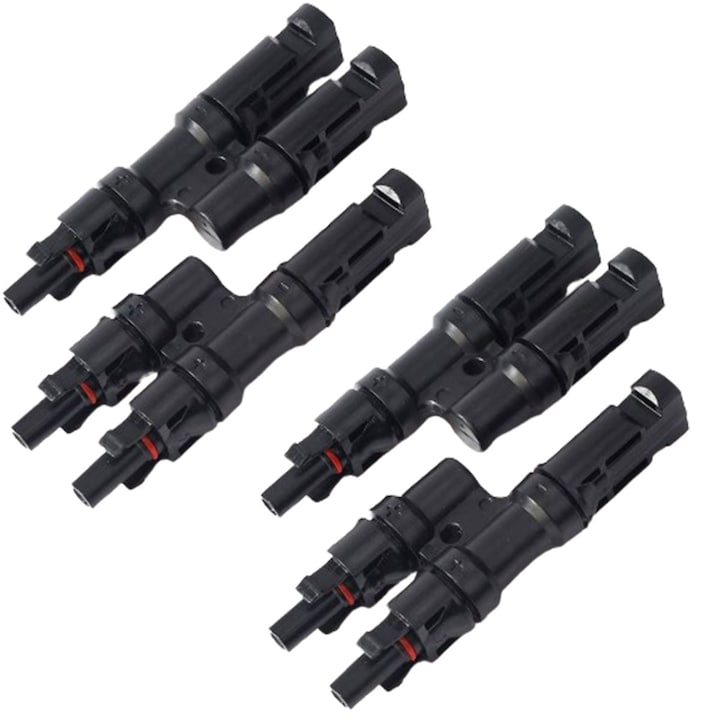 Set 4 Conector MC4, JENUOS, Tata pentru Cablu Solar 4-6 mm, cu Dioda Sens 20A Integrata, OPEN, Portabil, Negru
