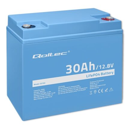 Baterie Qoltec LiFePO4 Litiu-Fosfat de Fier, 12.8V, 30Ah, 384Wh, BMS