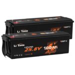 Set 2 Acumulator solar LiTime 24V 100Ah LiFePO4 cu Bluetooth si protectie la temperaturi scazute, 2560W, IP65
