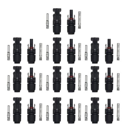 Set 10 conectori MC4 panou solar, Mama/tata, IP67 rezistent la apa, rezistent la praf, Plug and play, Usor de instalat, Material PPO, Negru