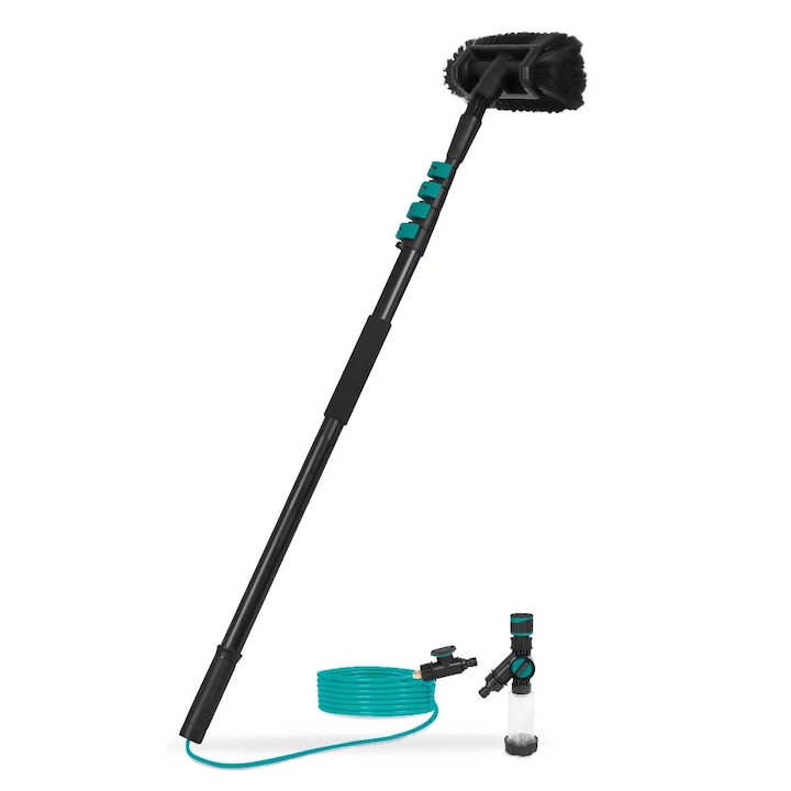 Perie de spalat telescopica 4, 6 M, furtun 6 M, dozator sapun, pentru panouri fotovoltaice, geamuri, fatade, si alte suprafete
